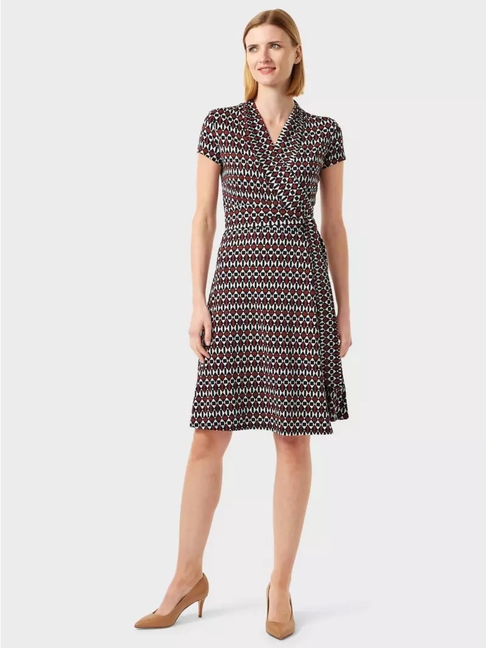 Hobbs London April Wrap Dress Geometric Print Women’s 12